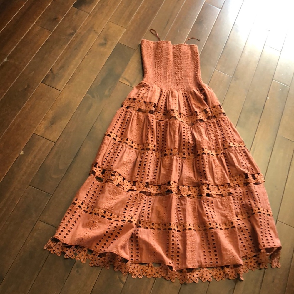 Boho Strapless Lace Maxi Dress